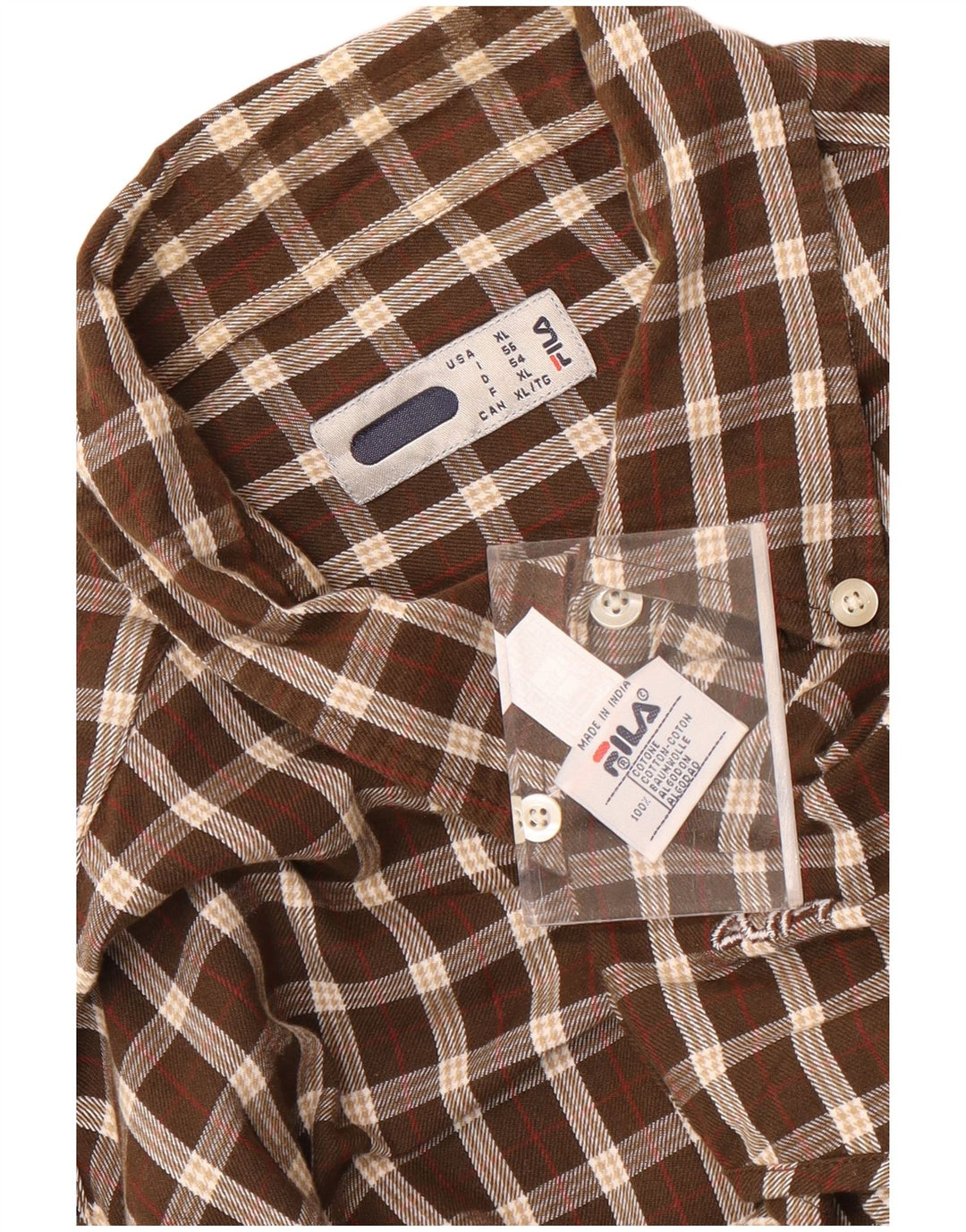 Fila Herre Flanelskjorte XL brun ternet bomuld