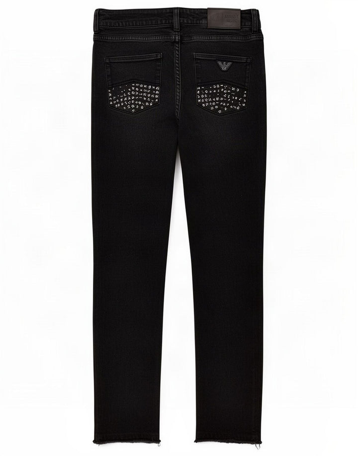 Armani Dame Slim Jeans W30 L28 Sort Bomuld