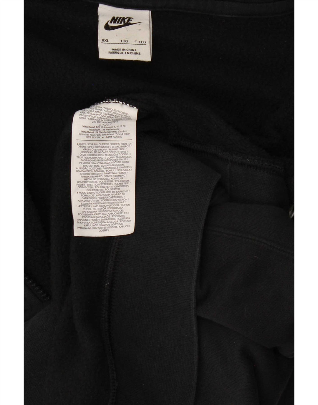 Nike hættetrøje med lynlås til mænd 2XL sort bomuld