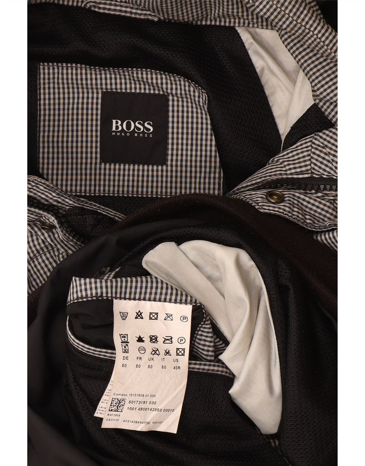 Hugo Boss Herre Hooded Bomber Jacket EU 50 Large Black Gingham Polyester