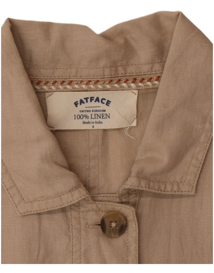 Fat Face Womens Utility Jacket UK 8 Small Beige Linen