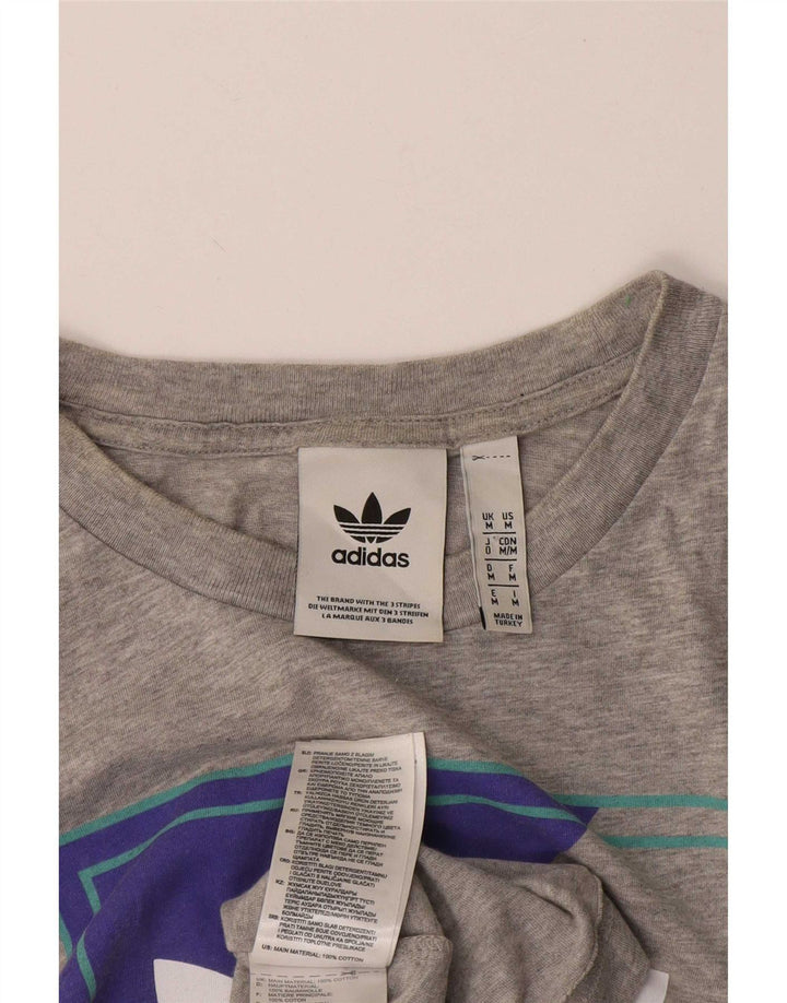 Adidas Herre grafisk T-shirt Top Medium Grey Flecked Bomuld
