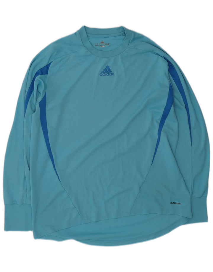 Adidas Herre Climalite Top Langærmet Stor Blå Colourblock Polyester