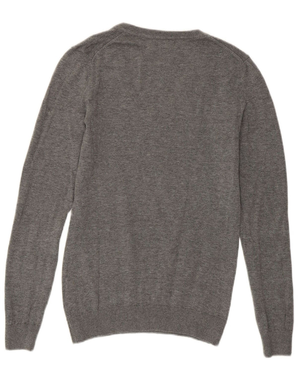 TOMMY HILFIGER Dame V-hals sweater UK 6 XS Grey Argyle/Diamond