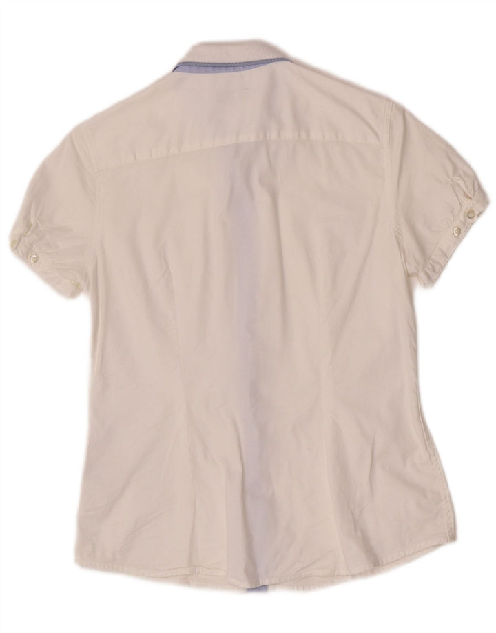 Fred Perry Dame Kortærmet Regular Fit Skjorte UK 12 Medium White Bomuld