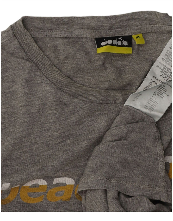 DIADORA Herre grafisk T-shirt Top XL Grå Flecked Bomuld