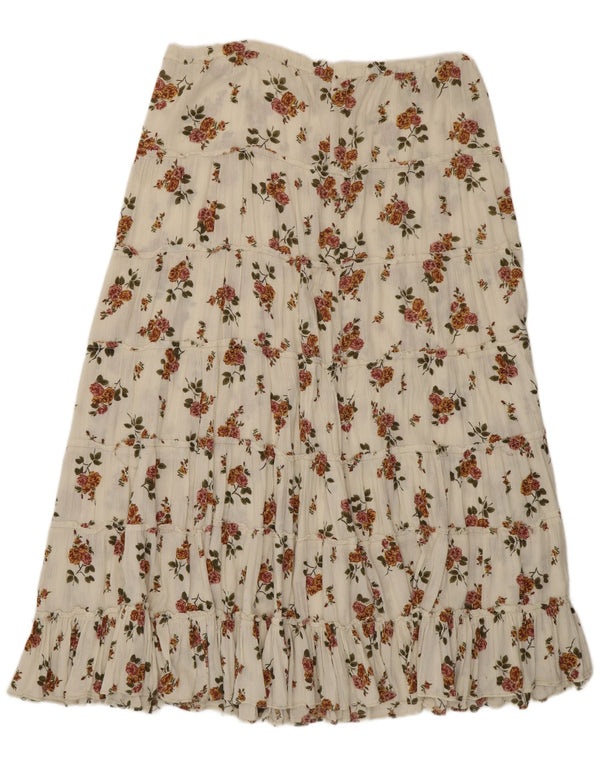 Vintage nederdel med høj talje til kvinder W36 XL Hvid blomster