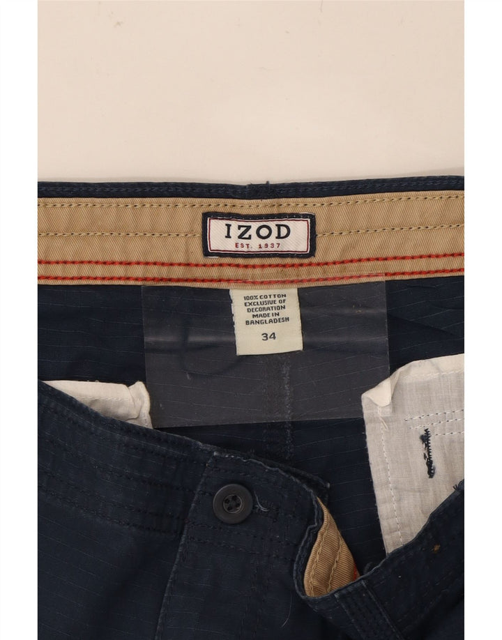 IZOD Mens Cargo Shorts W34 Large  Navy Blue Cotton Vintage Izod and Second-Hand Izod from Messina Hembry 