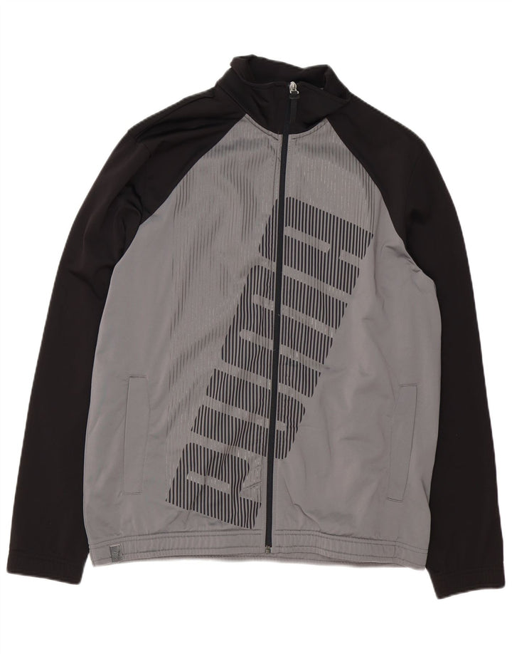 Puma Herre Grafisk Loose Fit Træningsdragt Top Jakke Lille Grå Colourblock