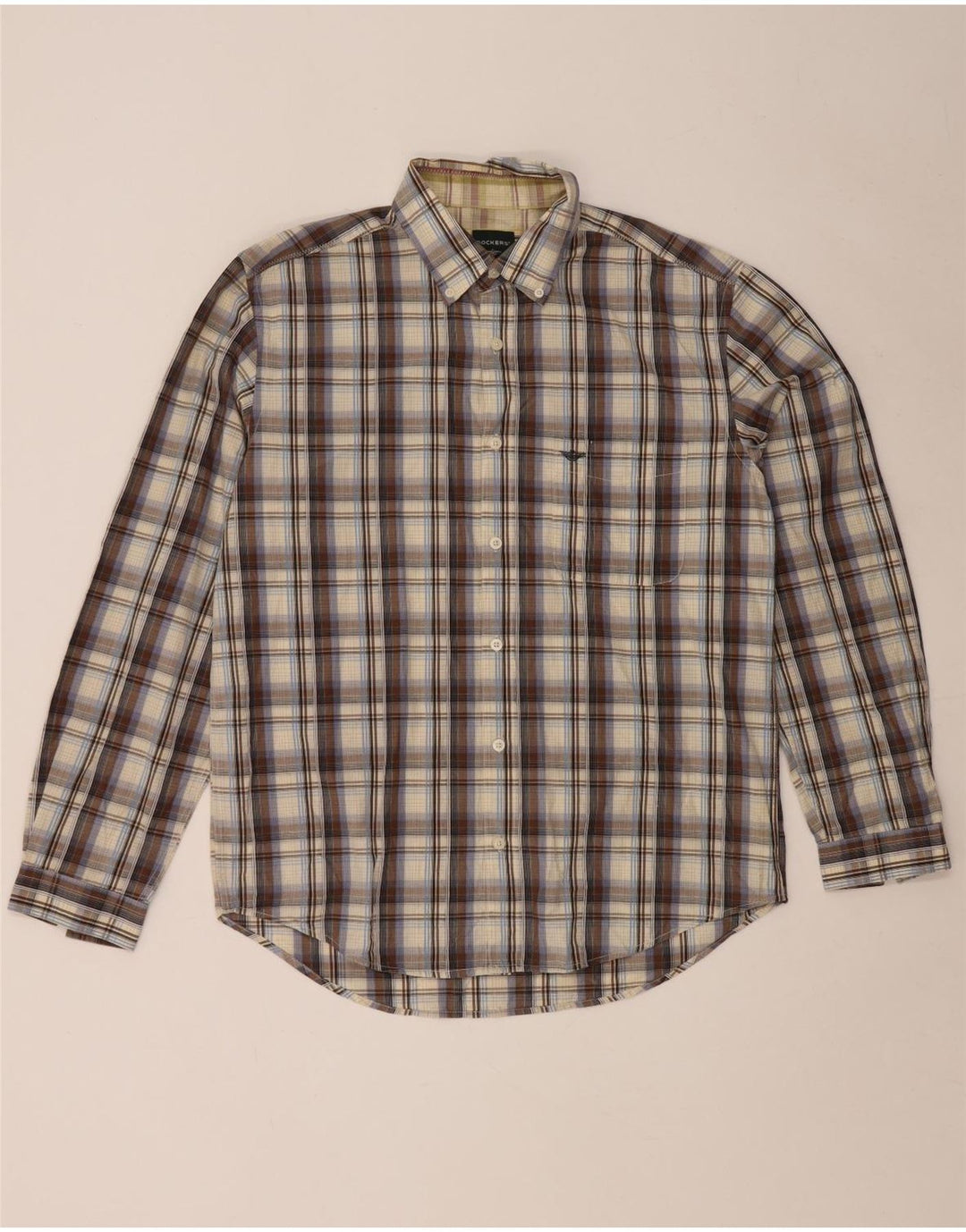 Dockers herreskjorte str. 42/44 Large brun ternet bomuld