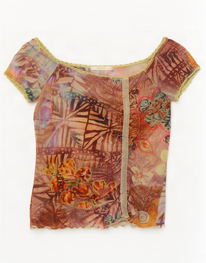 Muchacha Womens Off Shoulder Top UK 12 Medium Multicolored Floral