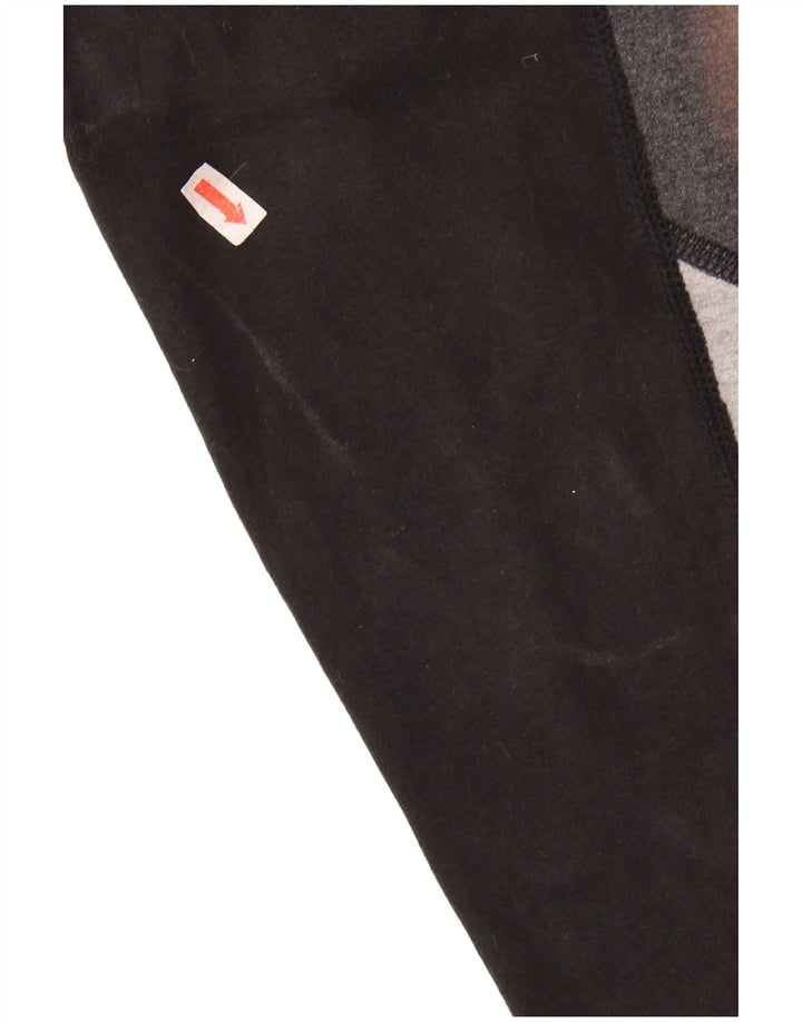 REEBOK Womens Leggings UK 10 Small Black Colourblock Bomuld