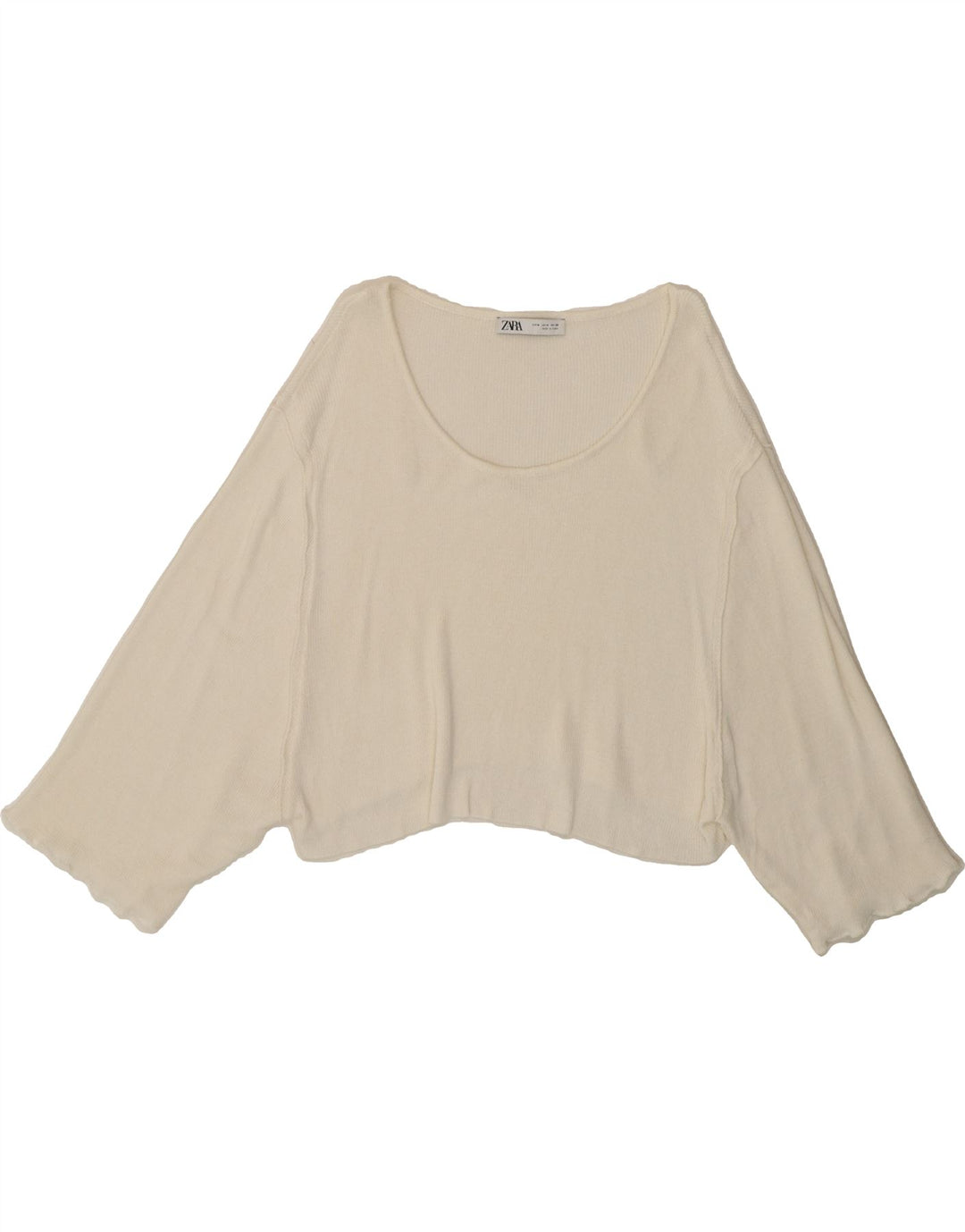 ZARA Womens Oversized Crop Boat Neck Jumper Sweater UK 14 Medium White Vintage Zara and Second-Hand Zara from Messina Hembry 