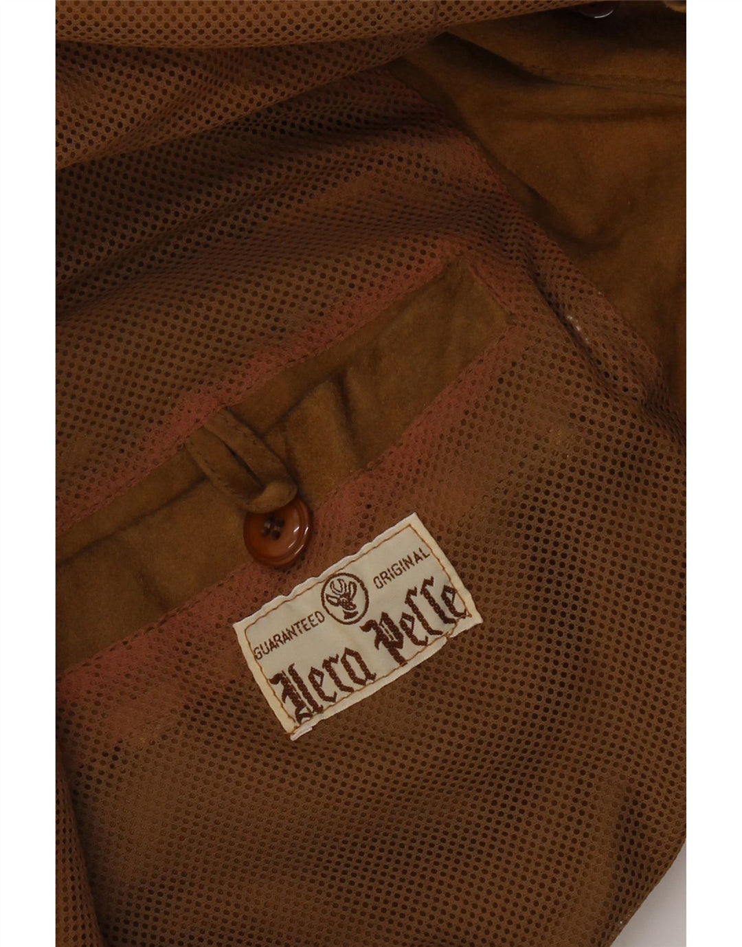 VINTAGE Herre 3-knaps ruskindsblazerjakke UK 40 Stort beige læder