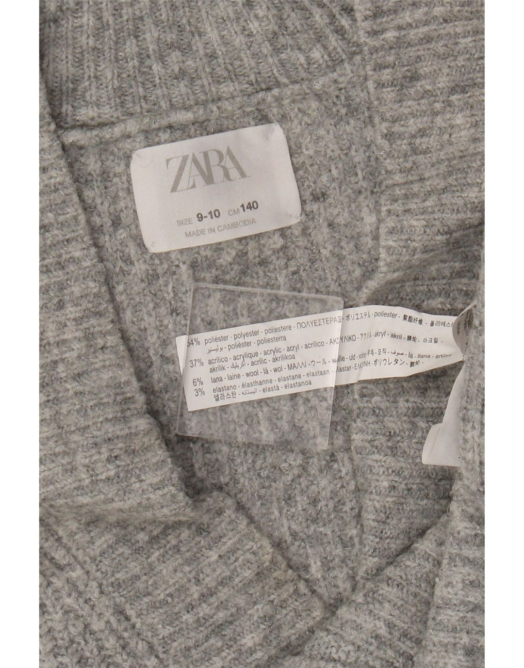 Zara Pige Cardigan Sweater 9-10 År Grå Polyester