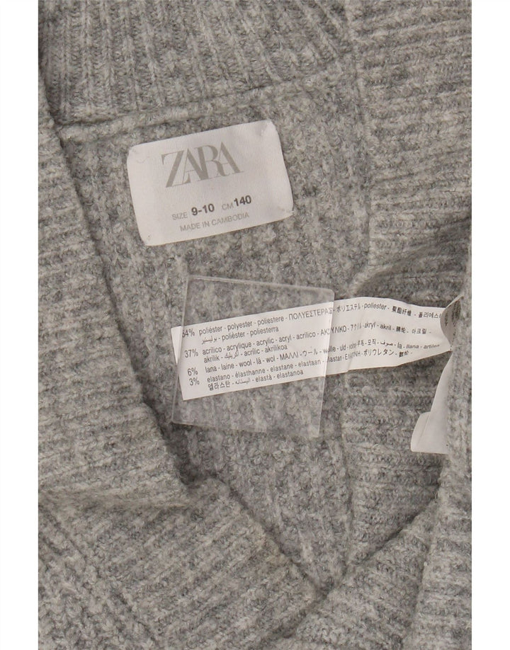 Zara Pige Cardigan Sweater 9-10 År Grå Polyester