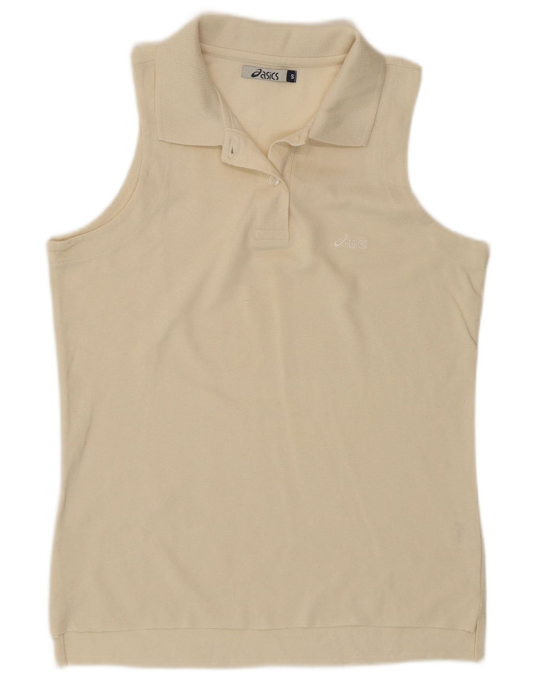 Asics Dame ærmeløs polo shirt UK 10 Small Off White Bomuld