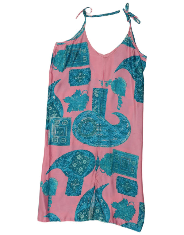 Vintage Dame Slip Dress UK 12 Medium Pink Paisley
