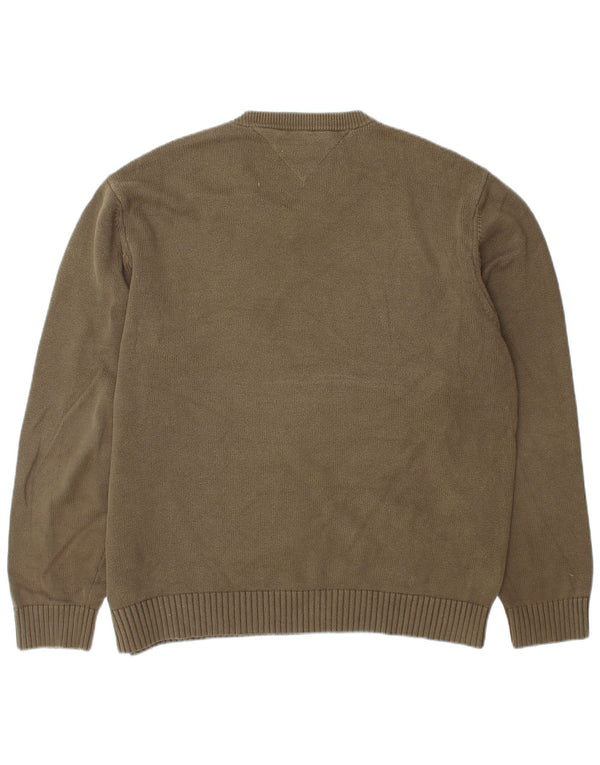 Tommy Hilfiger Herre V-hals sweater XL Khaki Bomuld