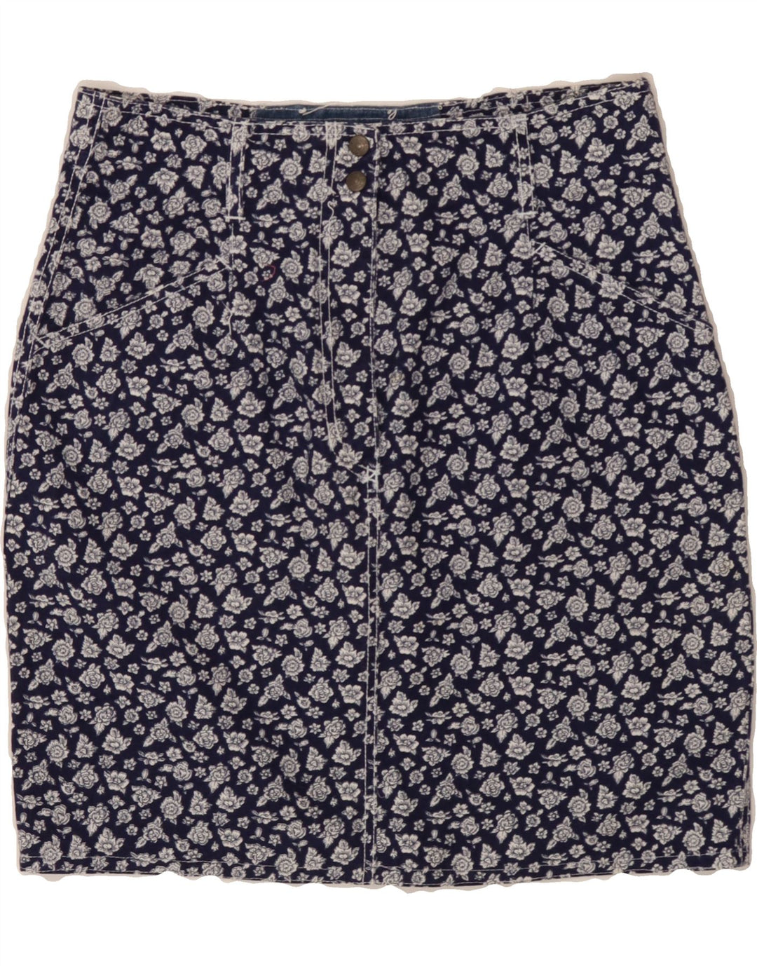 NEW PENNY Womens Pencil Skirt W28 Medium Navy Blue Floral Vintage New Penny and Second-Hand New Penny from Messina Hembry 