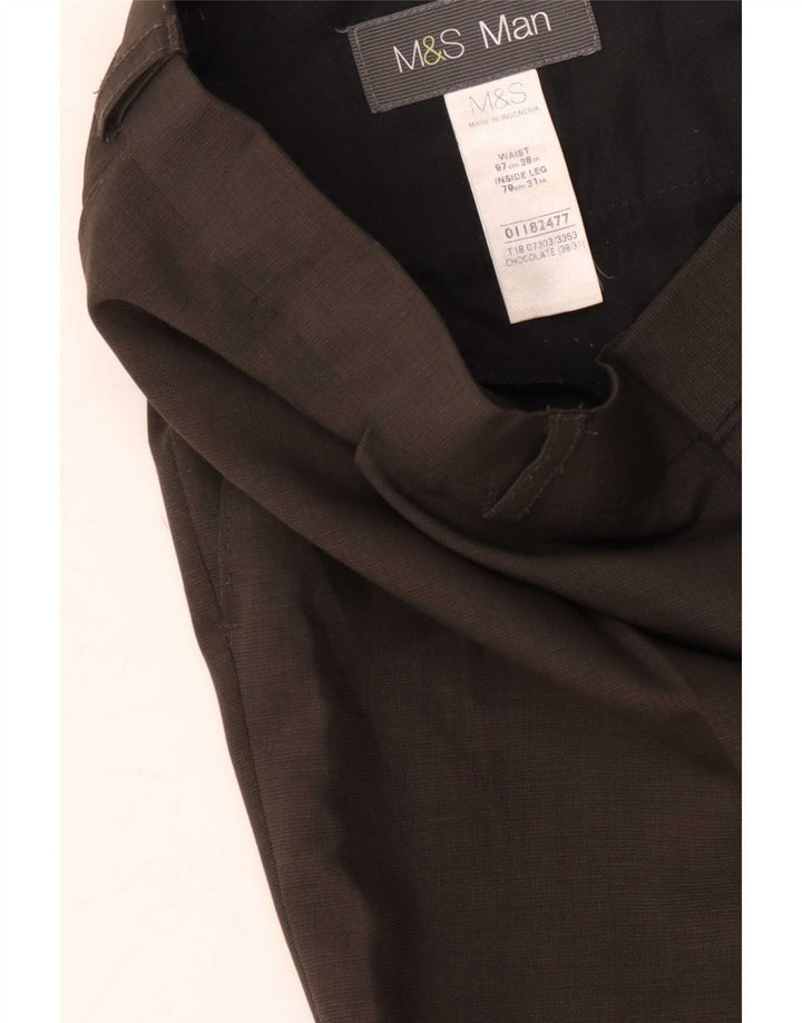 Marks & Spencer Herre Pegged Suit Bukser W38 L31 Brun Polyester