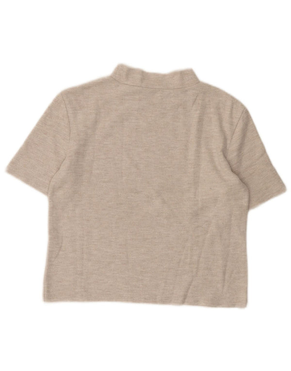 Zara Womens Crop T-Shirt Top UK 10 Small Beige Flecked Bomuld