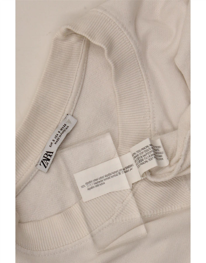 Zara Womens Oversized Sweatshirt Jumper UK 10 Small White Bomuld