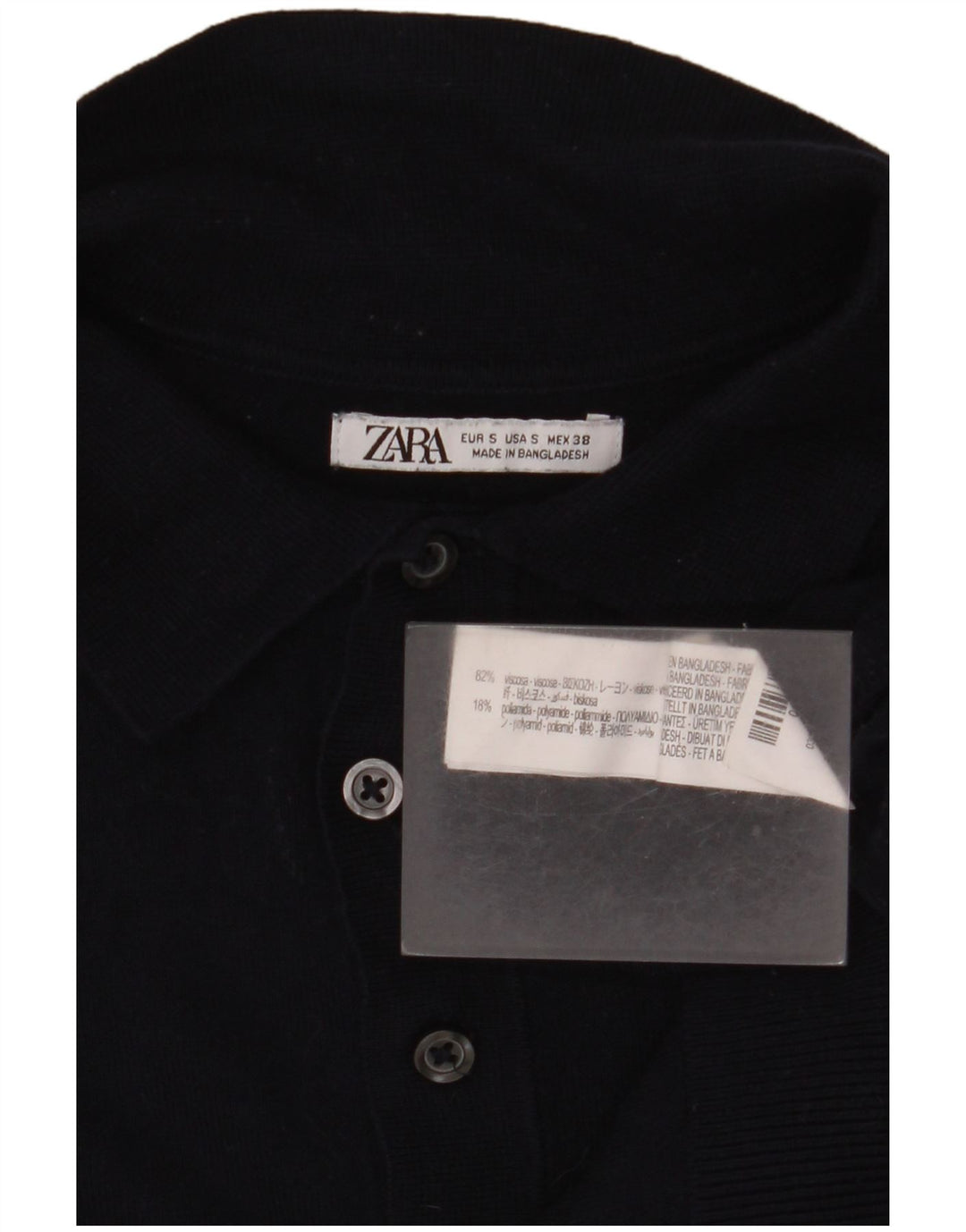 Zara Polo skjorte til mænd, lille marineblå viskose