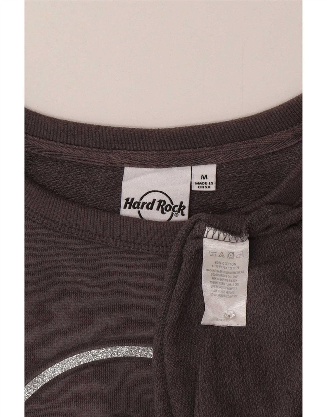 Hard Rock Cafe Dame Grafisk Oversized Sweatshirt Jumper UK 14 Medium Grå