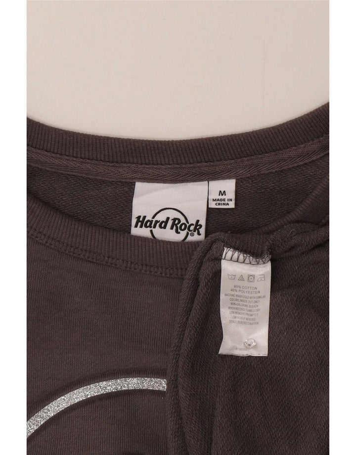 Hard Rock Cafe Dame Grafisk Oversized Sweatshirt Jumper UK 14 Medium Grå