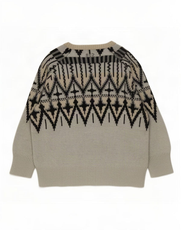 Odd Molly Dame Boat Neck Jumper Sweater UK 16 Large Grey Fair Isle
