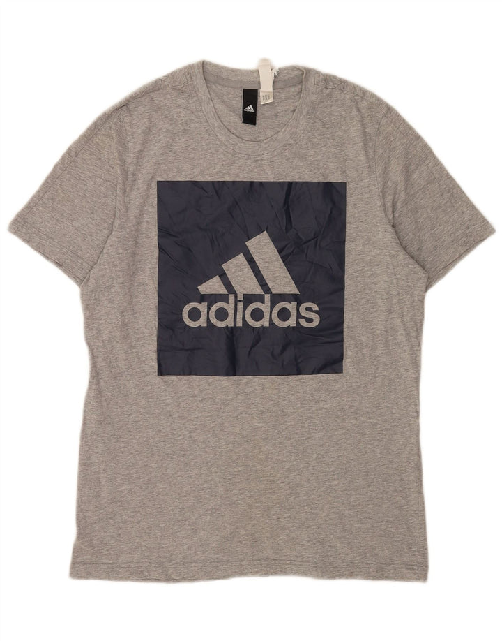 Adidas Herre grafisk T-shirt top mellemgrå bomuld