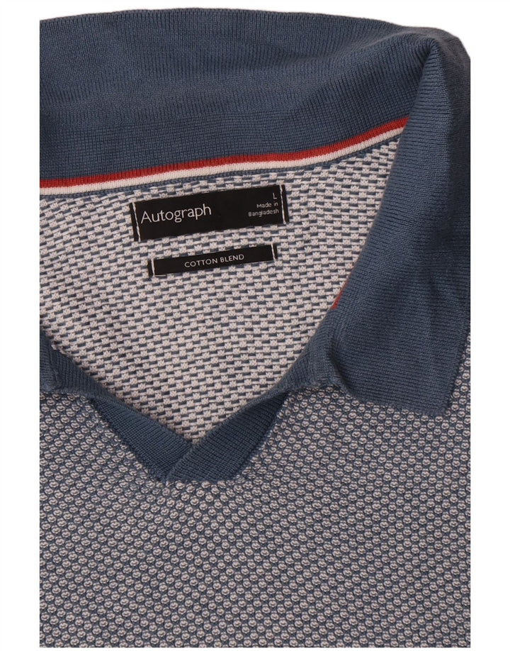 Marks & Spencer Herre Autograph Polo Neck Jumper Sweater Large Blue
