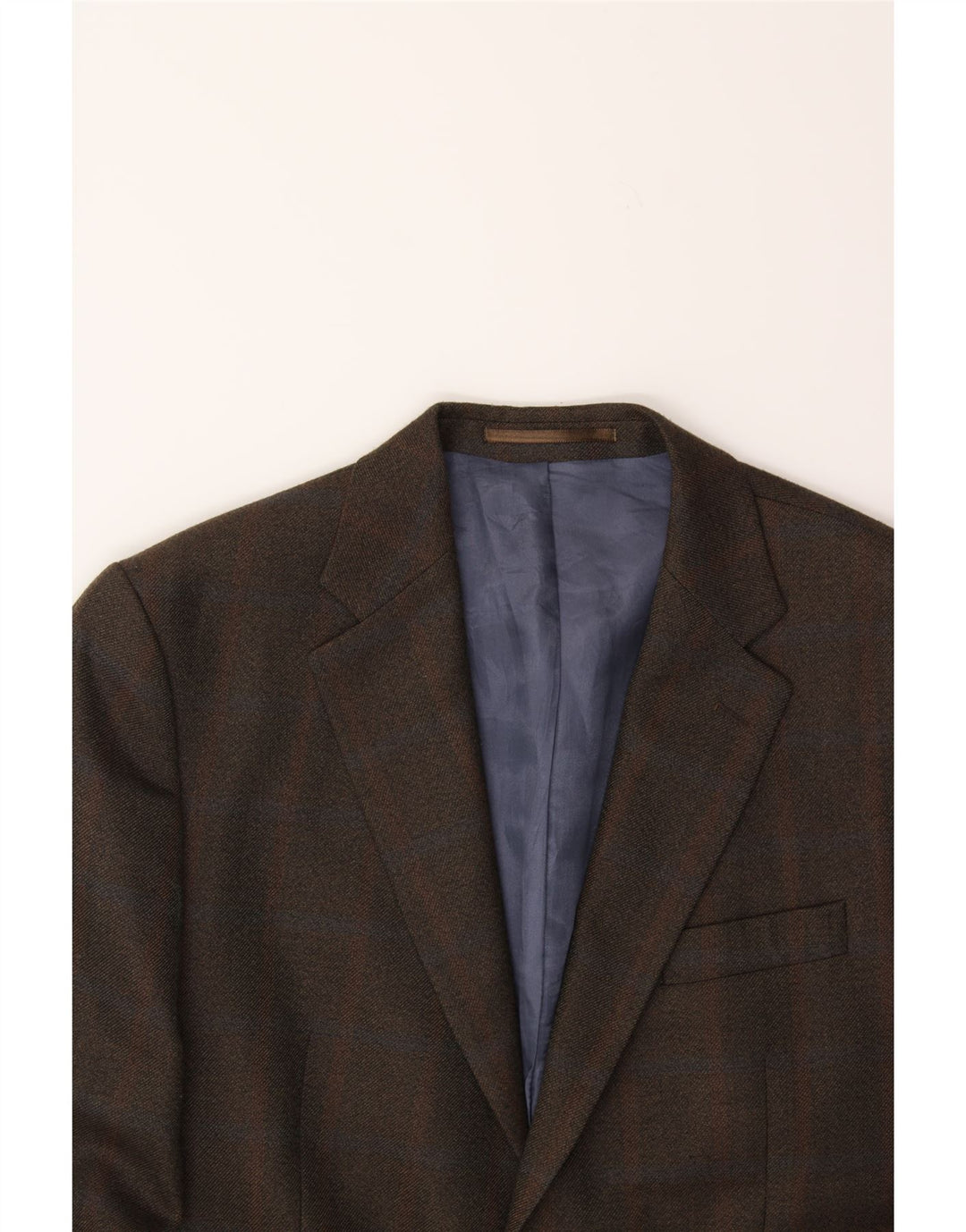 WELLINGTON Mens 2 Button Blazer Jacket UK 42 XL Brown Check Polyester Vintage Wellington and Second-Hand Wellington from Messina Hembry 