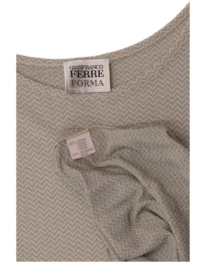 Gianfranco Ferre Damebluse Top UK 16 Stor Grå Chevron Viscose