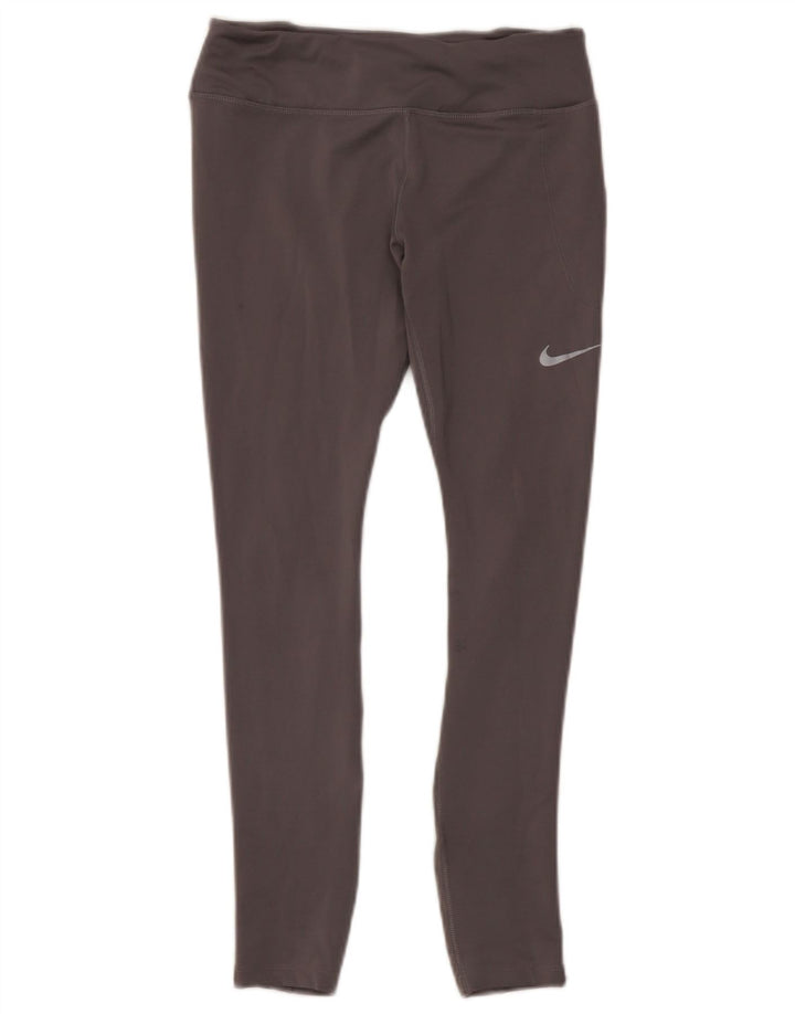 Nike Dame Dri Fit Crop Leggings UK 12 Medium Grey Polyester