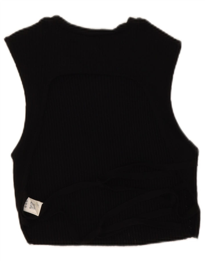 Zara Womens Sleeveless Crop Top UK 12 Medium Black Bomuld