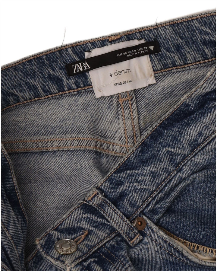 Zara Dame Højtaljede Straight Jeans EU 40 Medium W30 L27 Blå