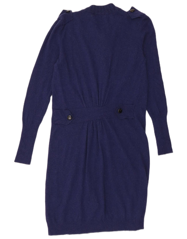 Vintage Dame Longline Cardigan Sweater IT 44 Medium Navy Blue Uld