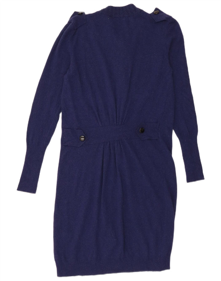 Vintage Dame Longline Cardigan Sweater IT 44 Medium Navy Blue Uld