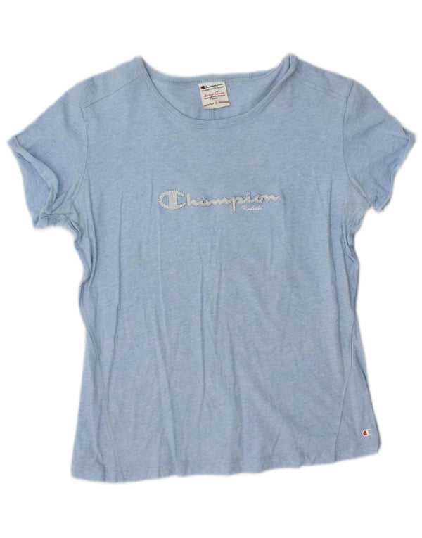 Champion Womens Heritage Classics Grafisk T-Shirt Top UK 10 Small Blue