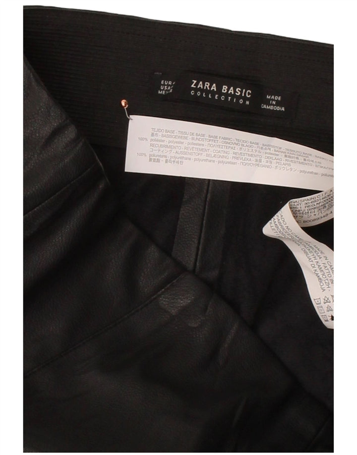 ZARA Womens Slim Faux Leather Trousers Medium W28 L27 Black Polyurethane