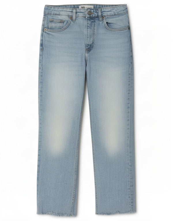 Zara Dame Straight Jeans EU 36 XS W26 L25 Blå