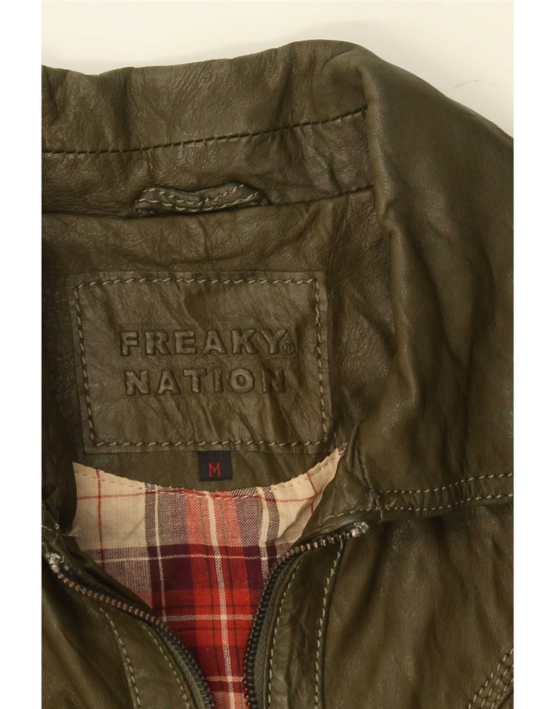 Freaky Nation Dame Læderjakke UK 12 Medium Green
