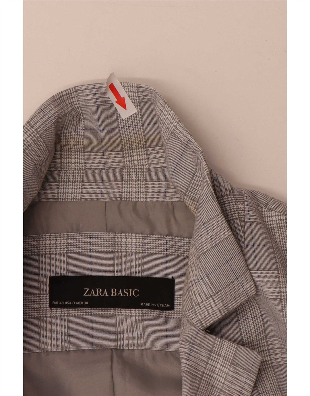 Zara Dame 1-knaps blazerjakke EU 40 Medium Grey Houndstooth