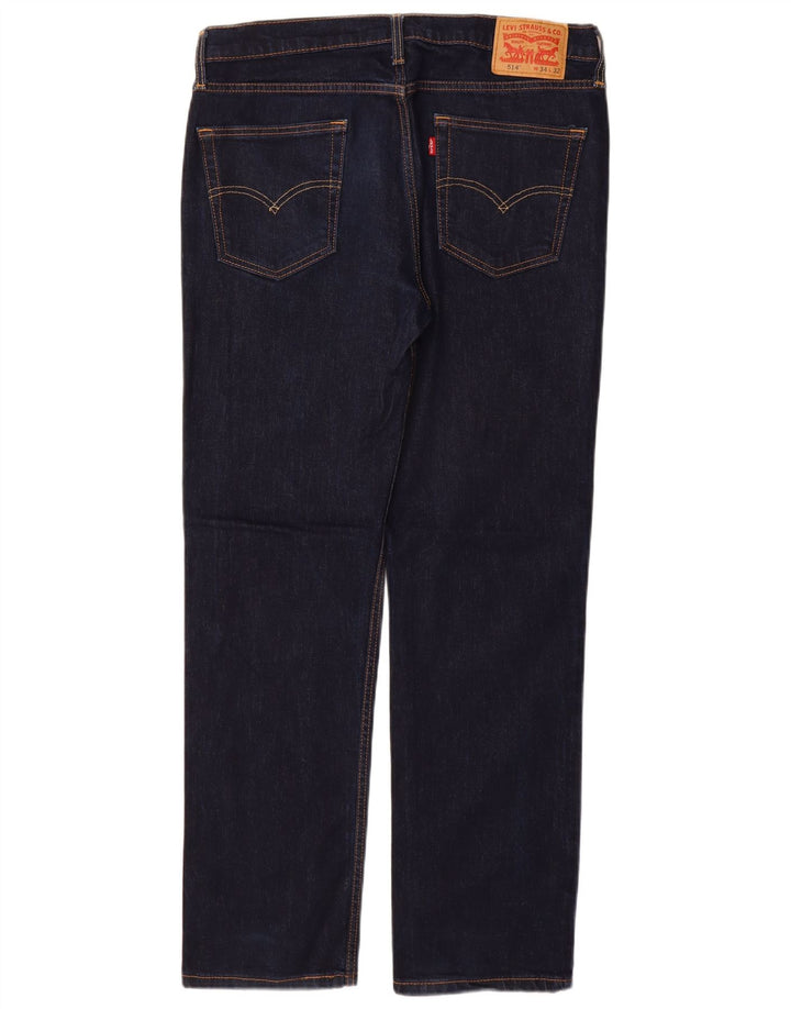 LEVI'S Herre 514 Straight Jeans W34 L32 Marineblå Bomuld