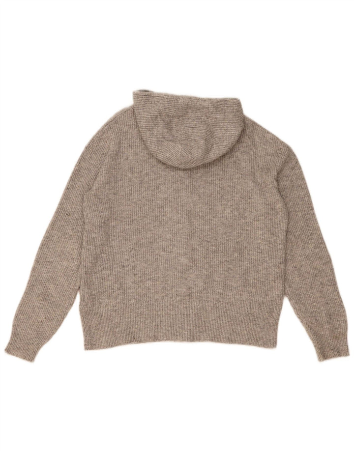 MARKS & SPENCER Dame hætte cardigan sweater UK 14 mellemgrå polyester