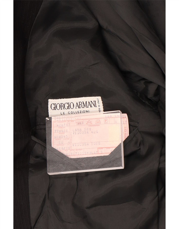 Giorgio Armani Herre 3-knaps blazerjakke IT 46 Lille sort nålestribet uld