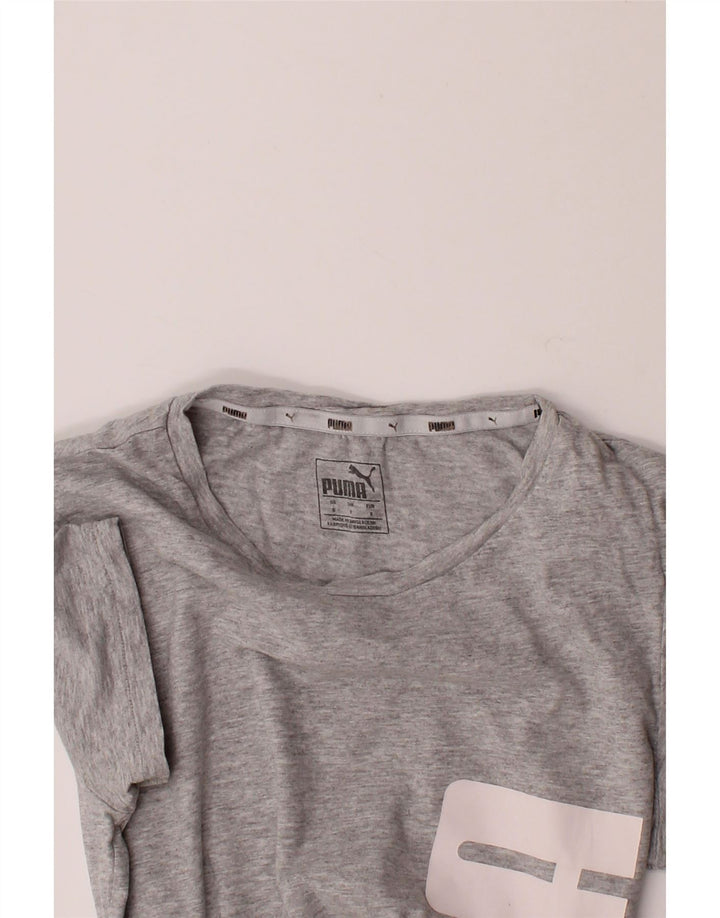PUMA Womens Graphic T-Shirt Top UK 10 Small Grey Vintage Puma and Second-Hand Puma from Messina Hembry 