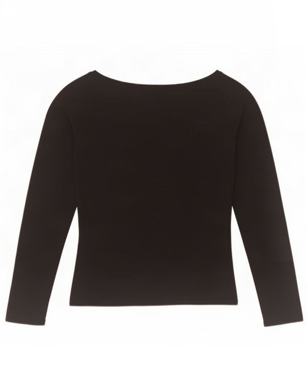 Zara Womens Crop Top Langærmet UK 12 Medium Black Rayon